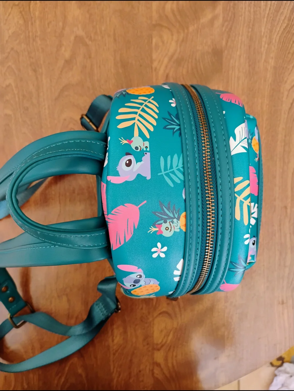 Loungefly Disney Stitch And Scrump Tropical Leaves Mini Backpack Peacock Blue